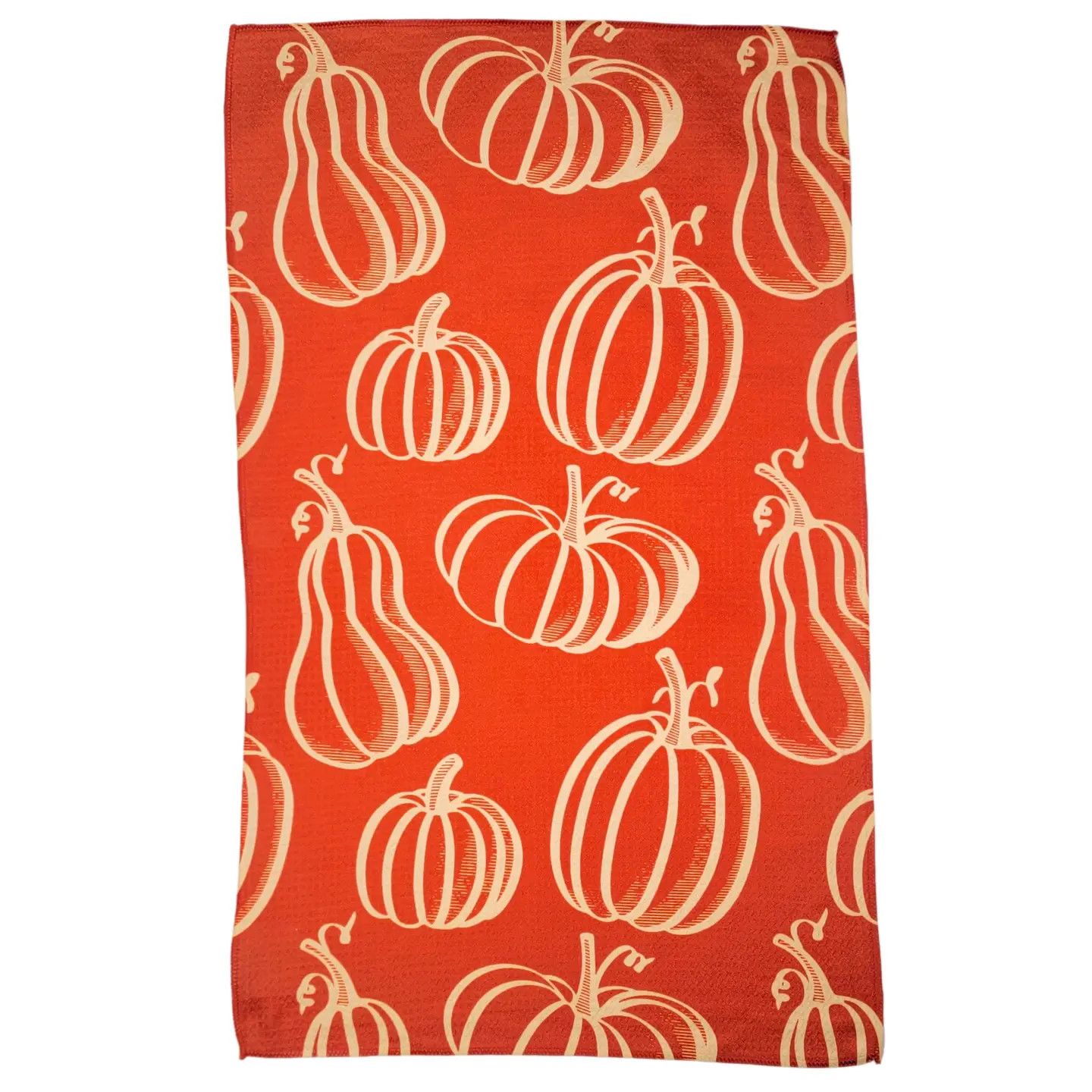 Pumpkin &amp; Gourds Waffle Towel, Orange