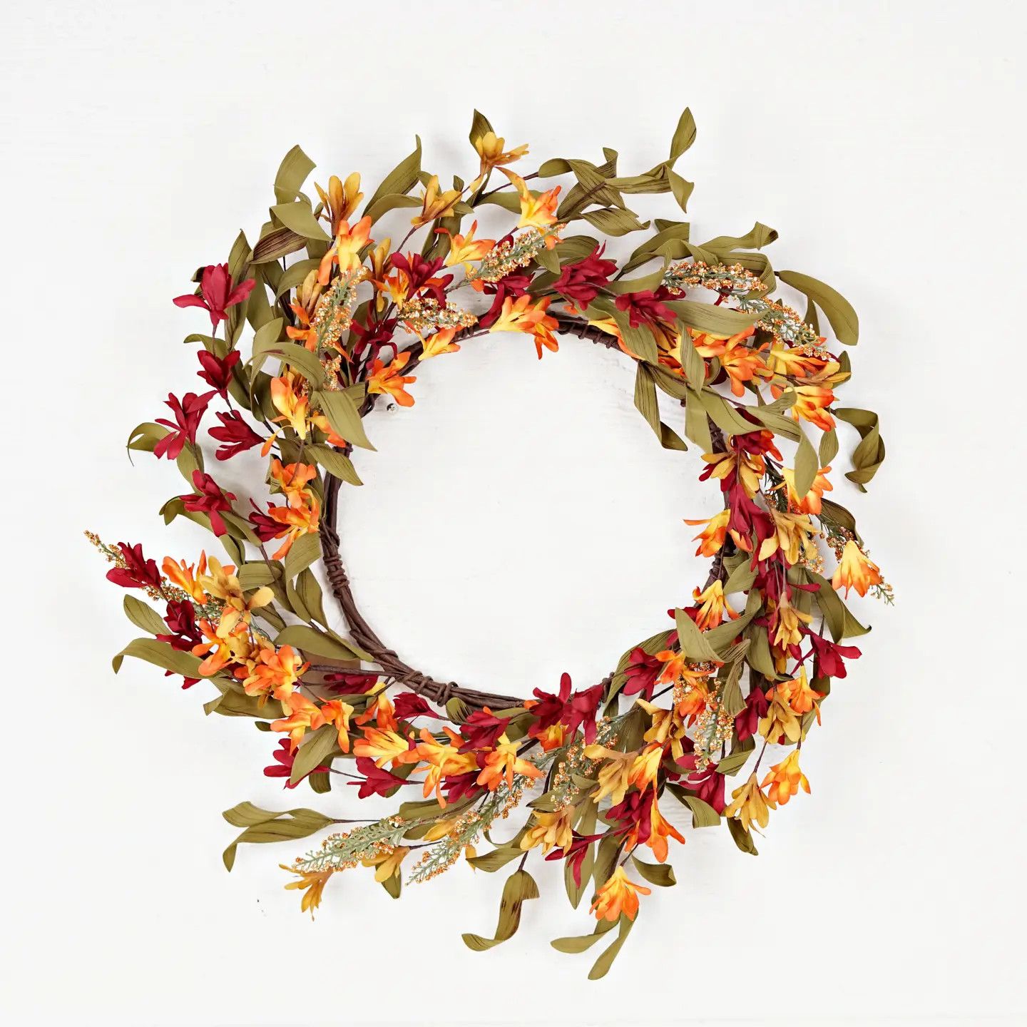 22&quot; Orange &amp; Burgundy Wild Flower Wreath