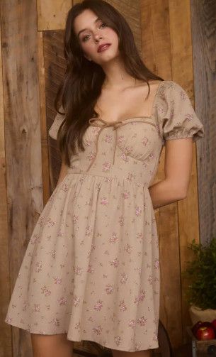 Khaki Floral Mini Dress