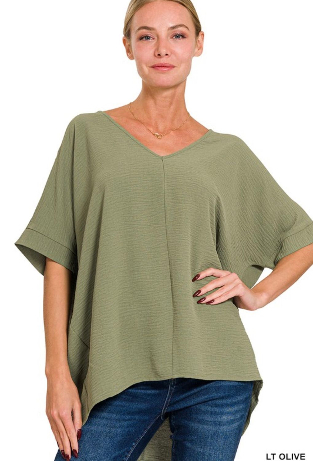 Olive Dolman Sleeve Top