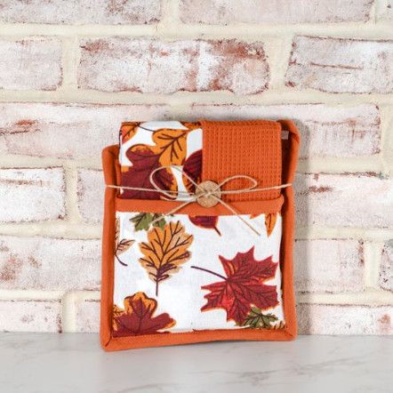 Autumn Leaf Pot Holder Towel Set