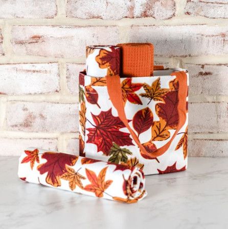 Autumn Leaf Towel Set with Bag