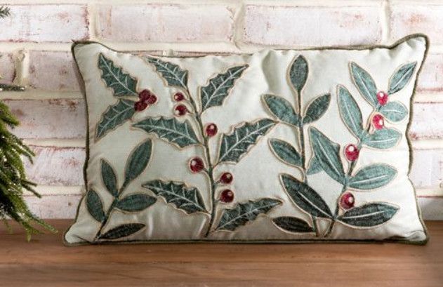 12&quot;x20&quot; Green Holly Pillow