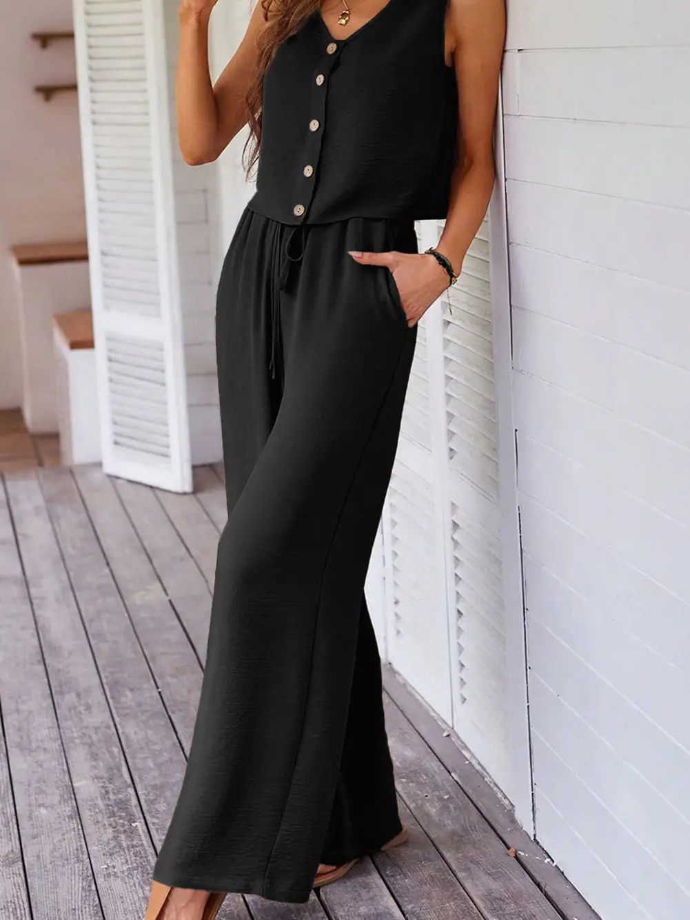 Drawstring Wide Leg Pants