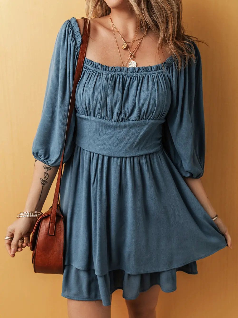 Layered Ruched Dress