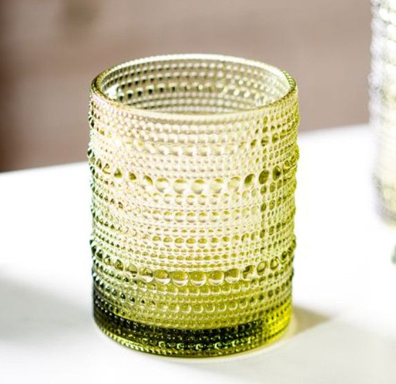 4" Green Beaded Glass