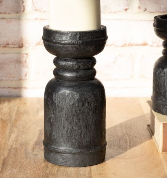 8&quot; Black Wood Candle
