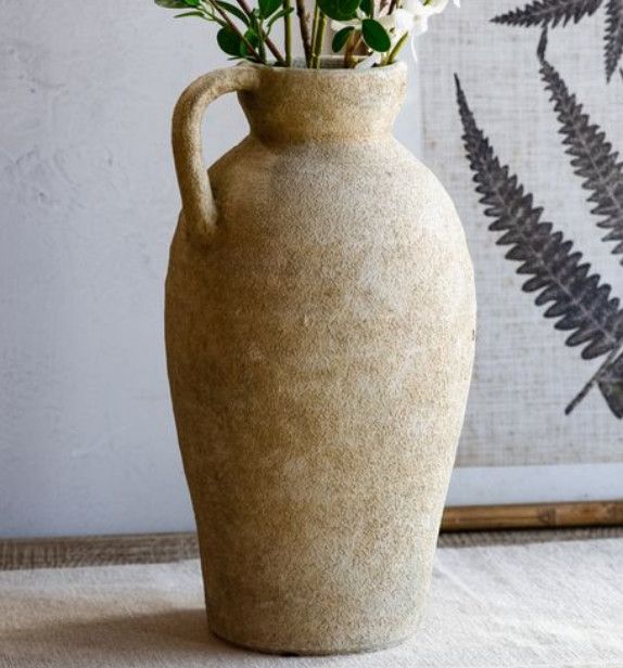 16" Natural Wash Ceramic Vase