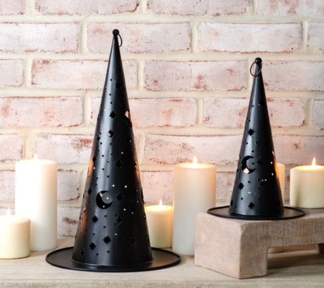 Set (2) Metal Witch Hats