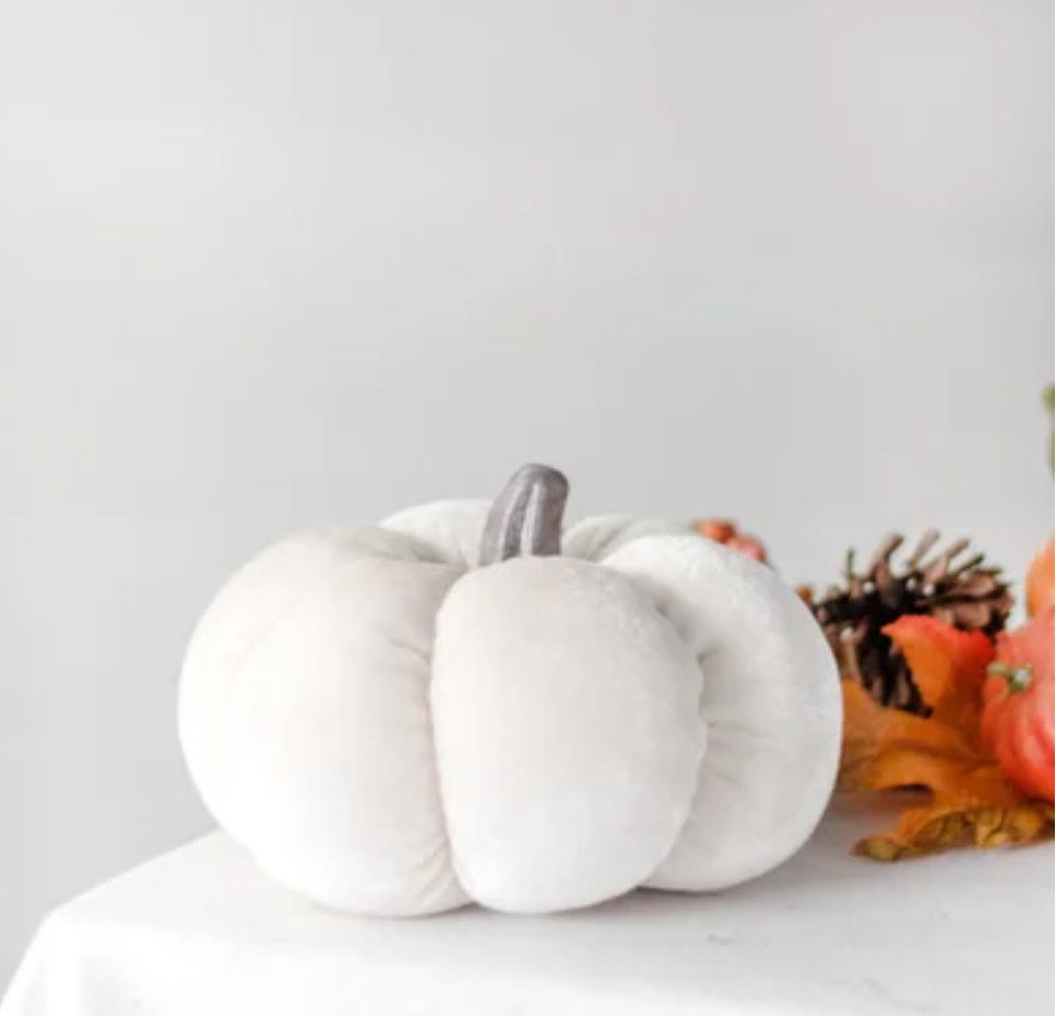 7&quot; Ivory Velvet Pumpkin