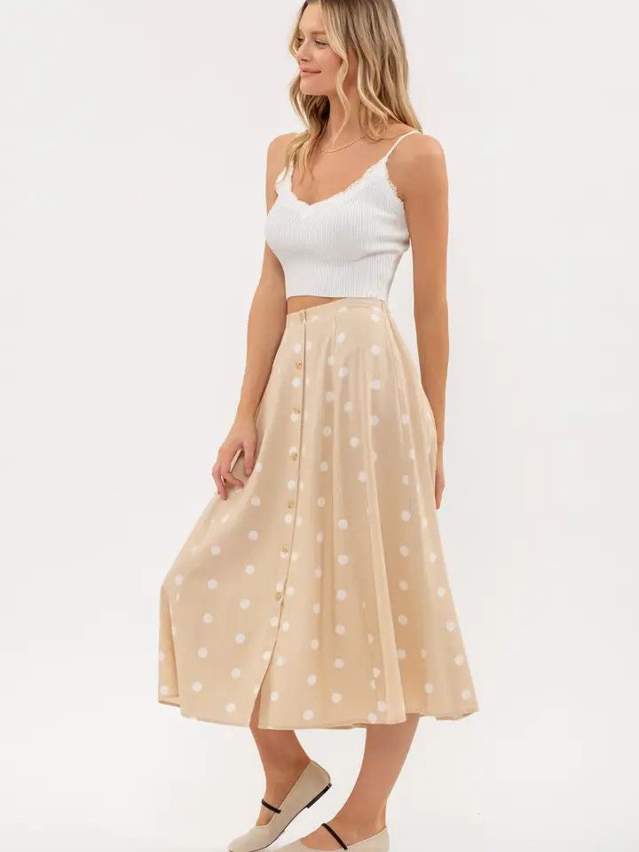 Polka Dot Button Down Skirt
