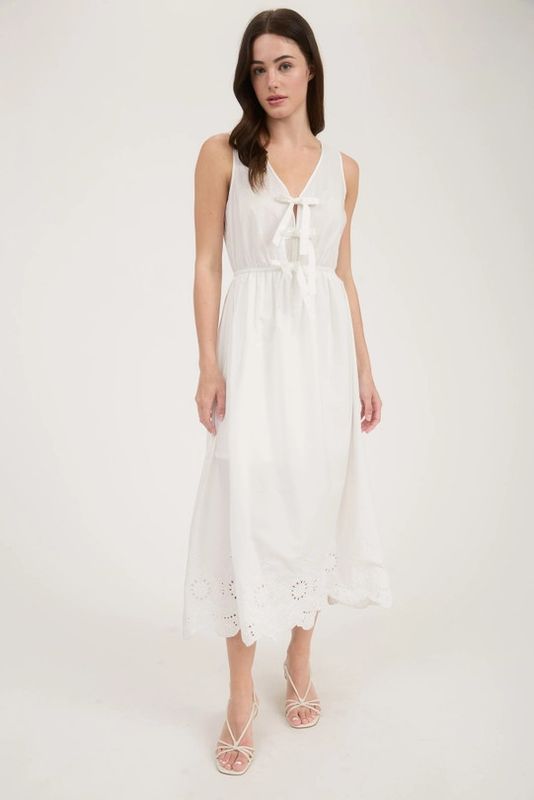 Front Bow Tie Eyelet Dress