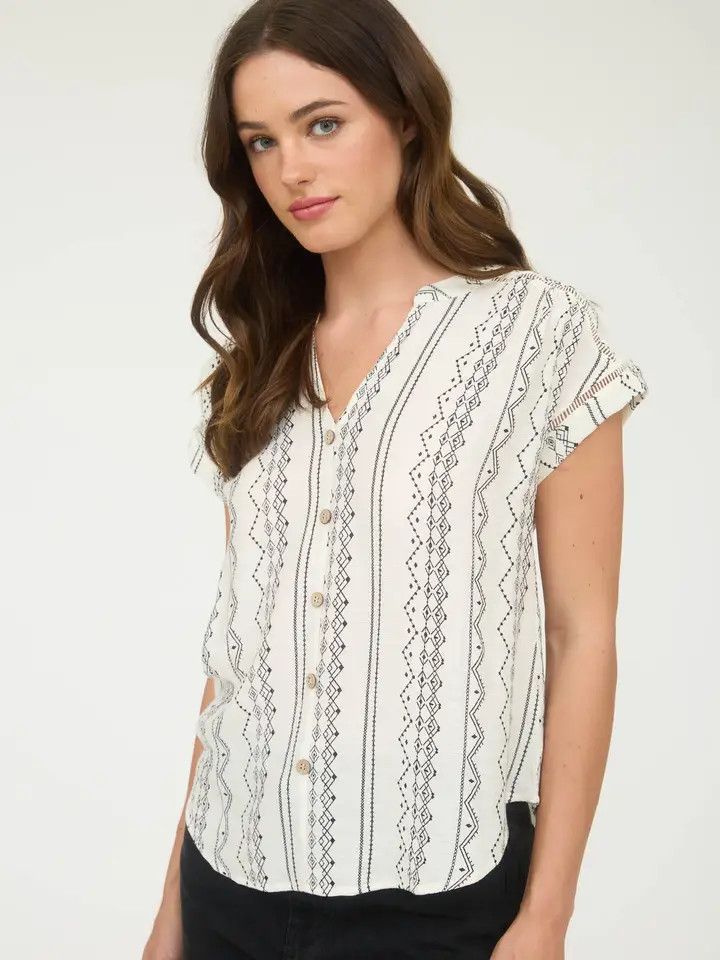 Geo Pattern Button Down Short Sleeve