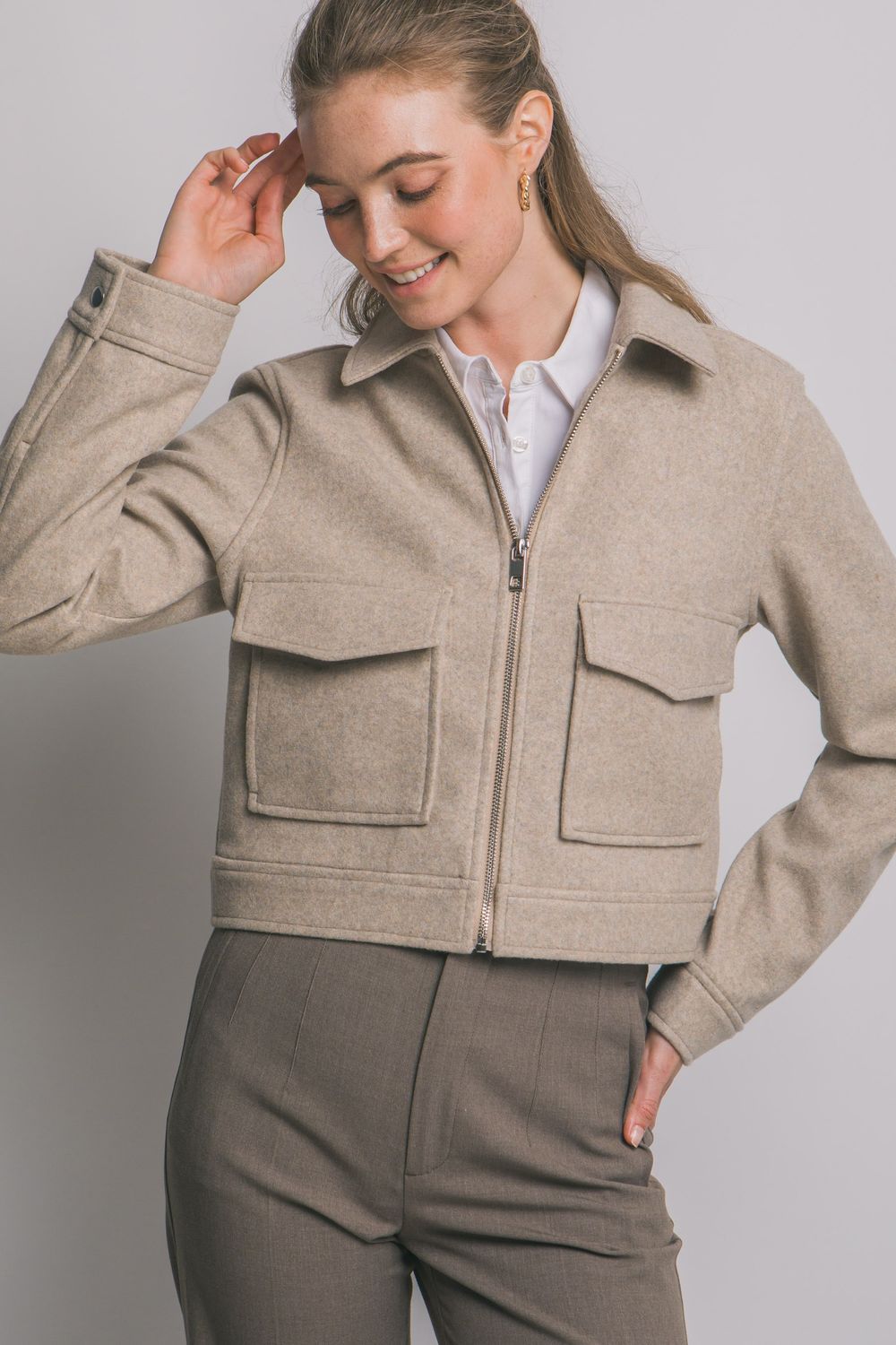 Zip-Up Flat Pocket Jacket