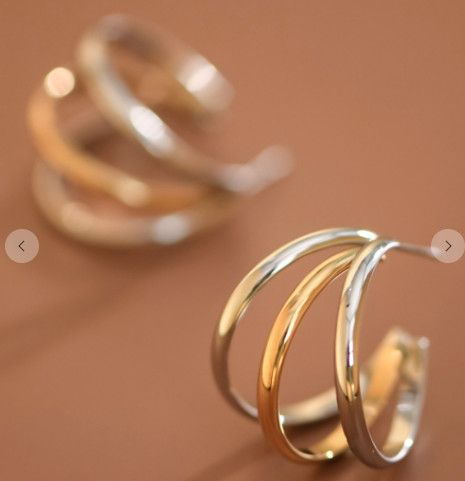 18K Stainless Steel Two-Tone Hoops