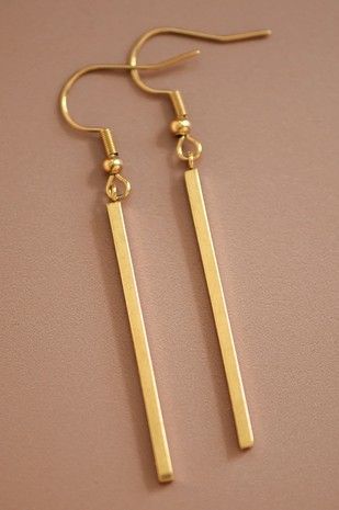 Stainless Steel Long Bar Drop Earrings