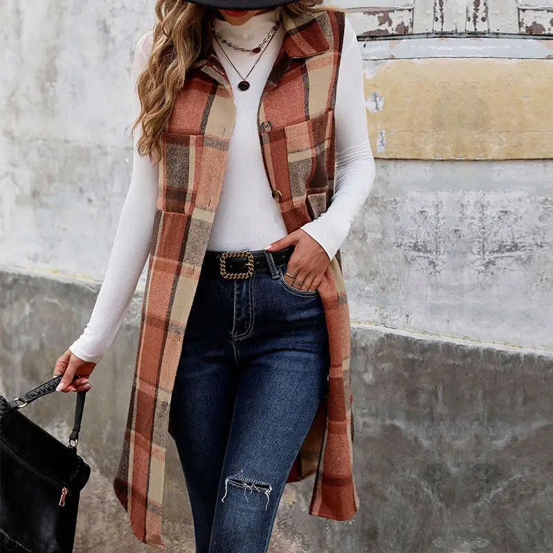 Plaid Lapel Vest 
