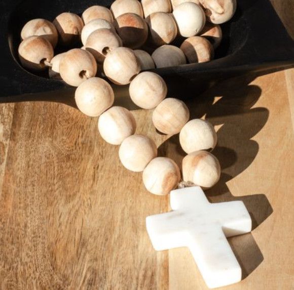 24" Marble &amp; Wood Bead Garland