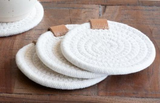 Set (4) White Coasters