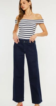 Dark Wash Lurex Wide Leg KanCan Jeans