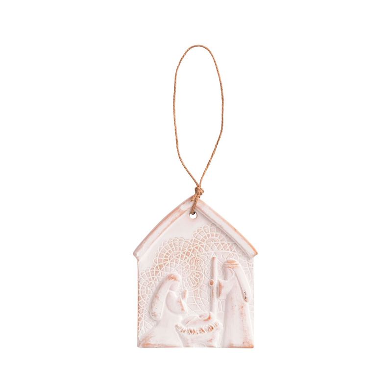 Jesus Is Born Nativity Lace Ornament