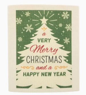 Christmas Tree Greeting Swedish Dishcloth