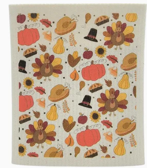 Thanksgiving Turkey Pattern Swedish Dishcloth