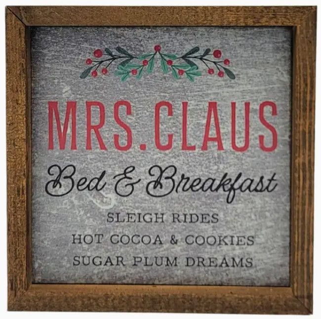 6x6 Mrs. Claus Bed &amp; Breakfast Metal Sign