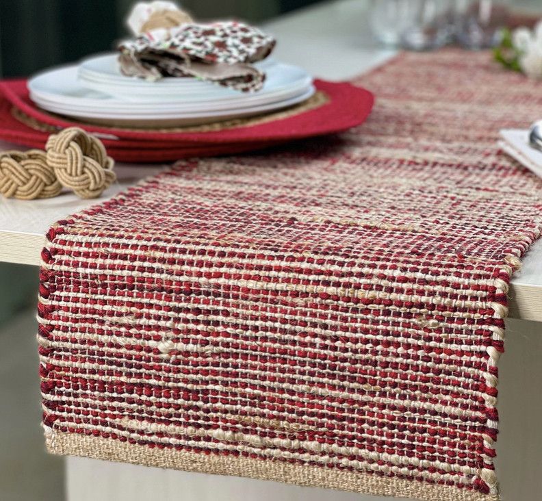 72&quot; Red Jute Table Runner