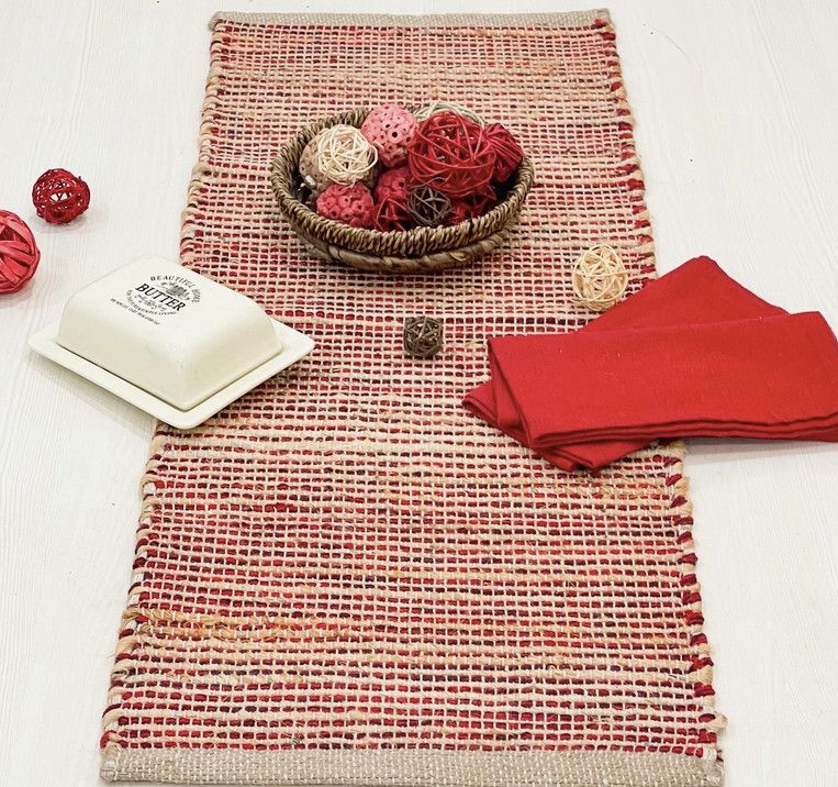 36&quot; Natural Jute Red Runner