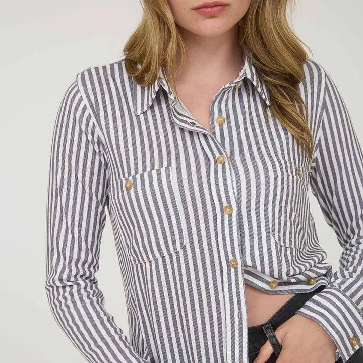 Striped Log Sleeve Button Down