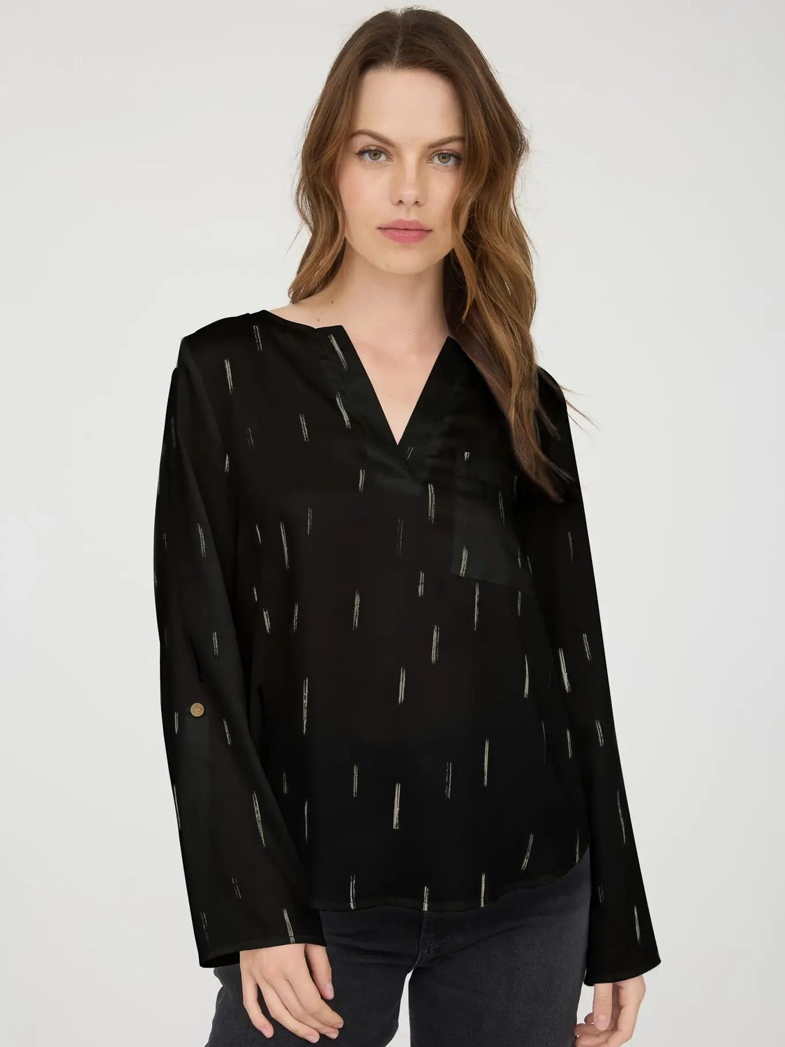 Black Brushstroke Satin Top