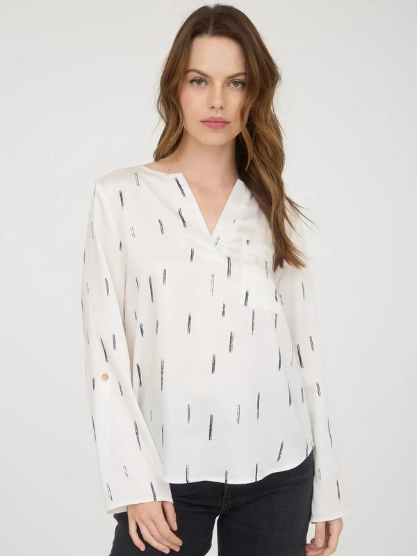 White  Brushstroke Satin Top