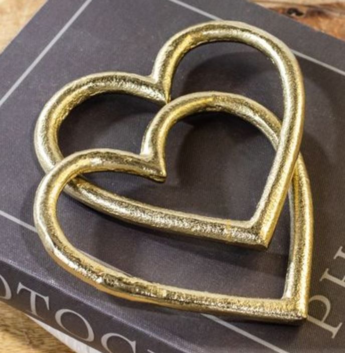 Interlocking Gold Metal Hearts