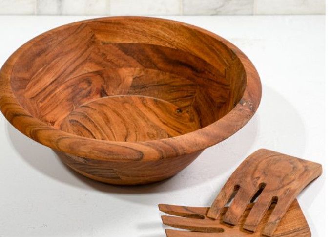 11" Acacia Bowl &amp; Mixer Set