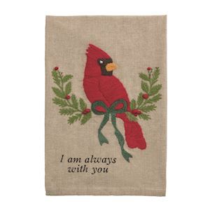 Cardinal Embroidered Tea Towel