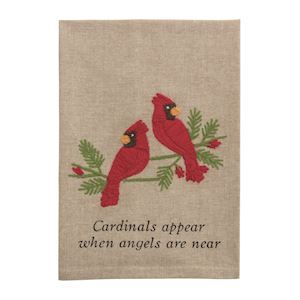 Two Cardinal Embroidered Tea Towel