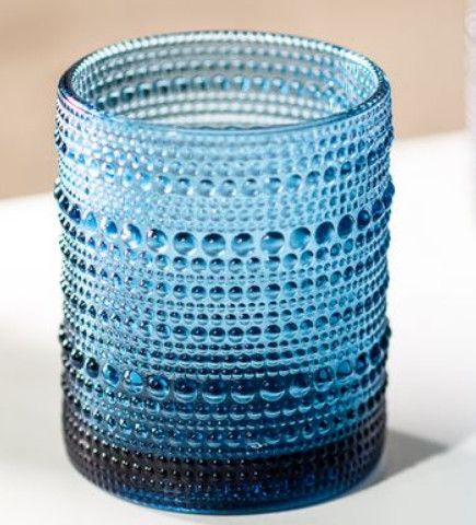 4" Blue Beaded Glass