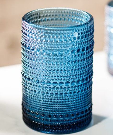 5" Blue Beaded Glass