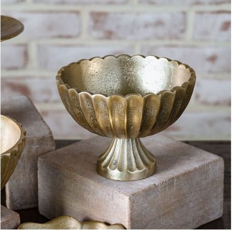 6" Gold Stripe Footed Bowl