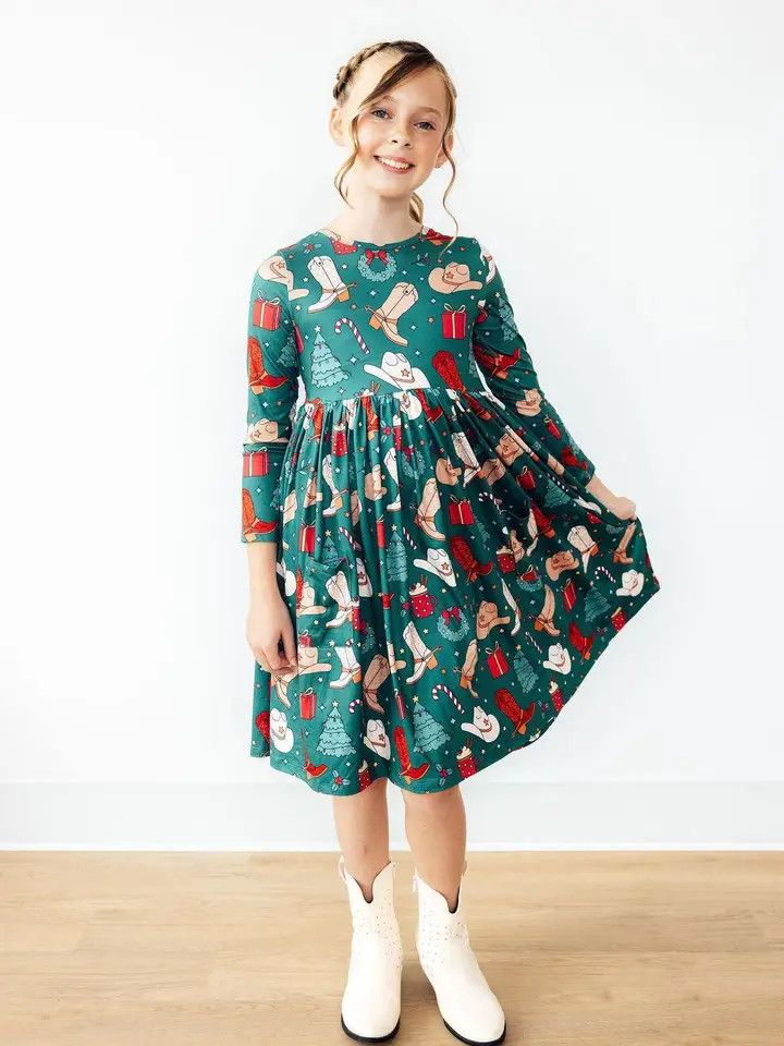 Western Wonderland L/S Pocket Twirl Dress