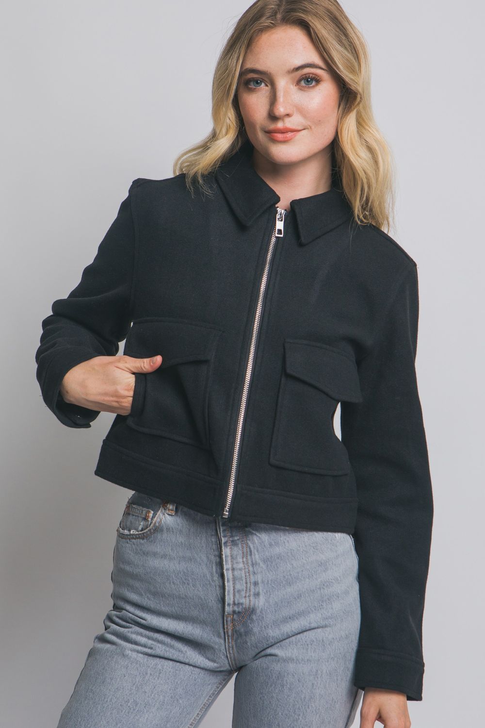 Black Zip  Up Jacket