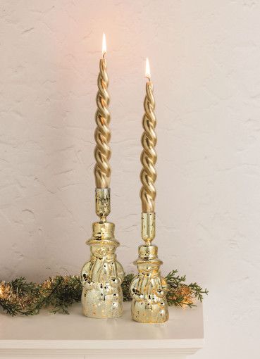 Twisted Gold Taper Candles (Set of 2)