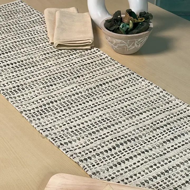 72&quot; Lana Black and Ivory Table Runner