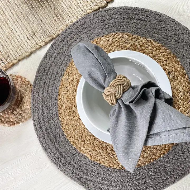 15&quot; Natural and Gray Placemat