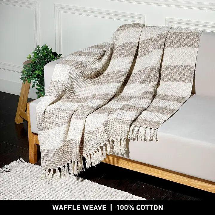 50x60 Beige and Ivory Throw Blanket