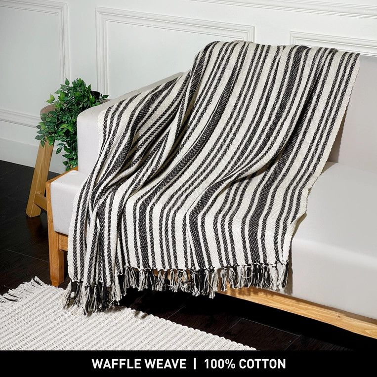 50x60 Black and Ivory Throw Blanket