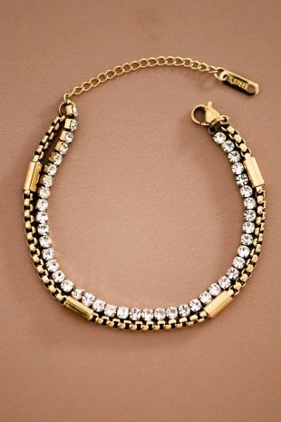 18K Rhinestone Chain Bracelet