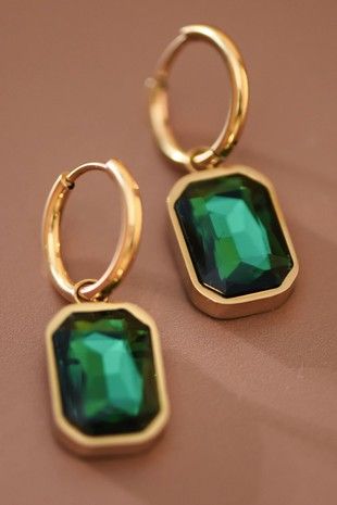 18K Green Crystal Earrings