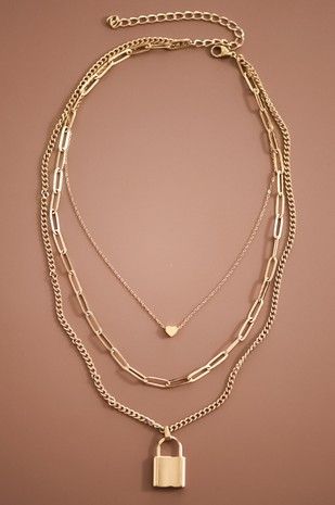 18K Gold Paperclip Layered Chain w/ Charm